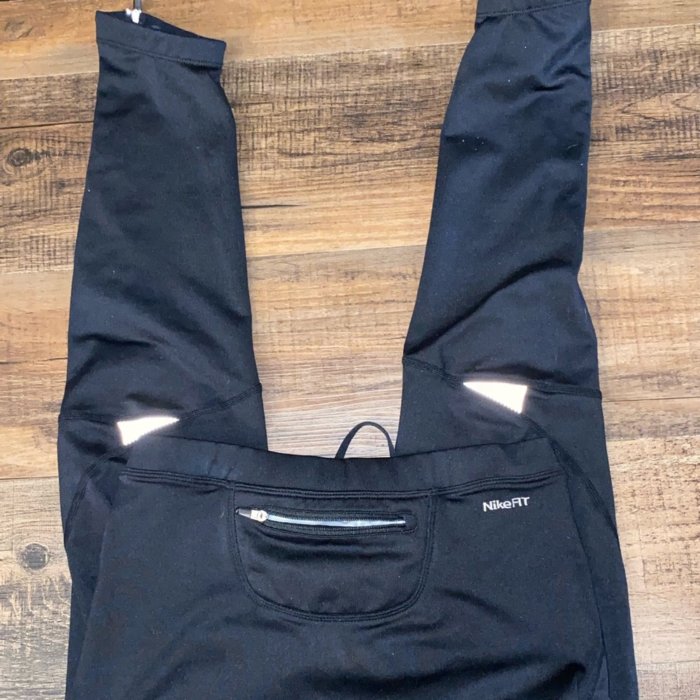 NIKE FIT DRY PANTS/leggings Size Small, Zipper at Ankles, reflective knees - Picture 5 of 7